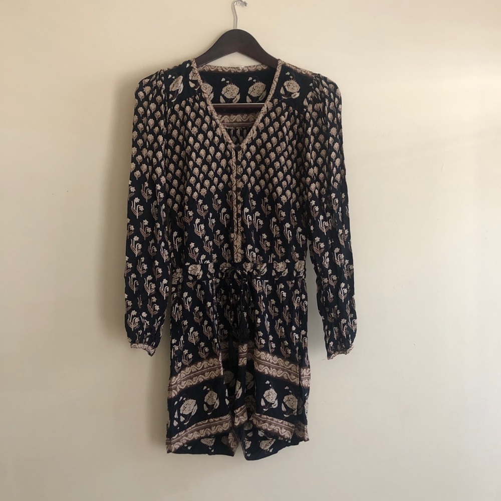 Spell Black and Cream Patterned Jumpsuit